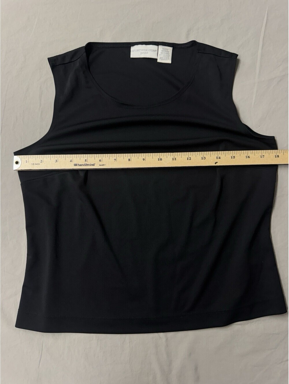 Worthington Petite Tank Top Black Silky Like Size Medium - Picture 3 of 5